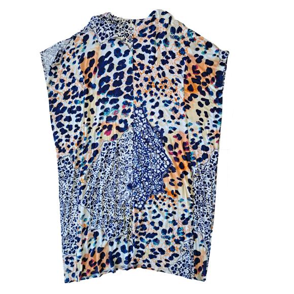 ELLEN TRACEY Long Caftan Dress Small/Medium Loungewear Boho Animal Print Maxi - Picture 8 of 10